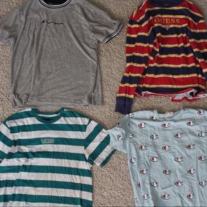 4 shirts (champion + vanz + guess )